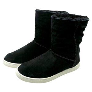 UGG Mika~Classic Sneaker Women's Sheepskin & Wool Lined Boots Black Suede Sz 7.5